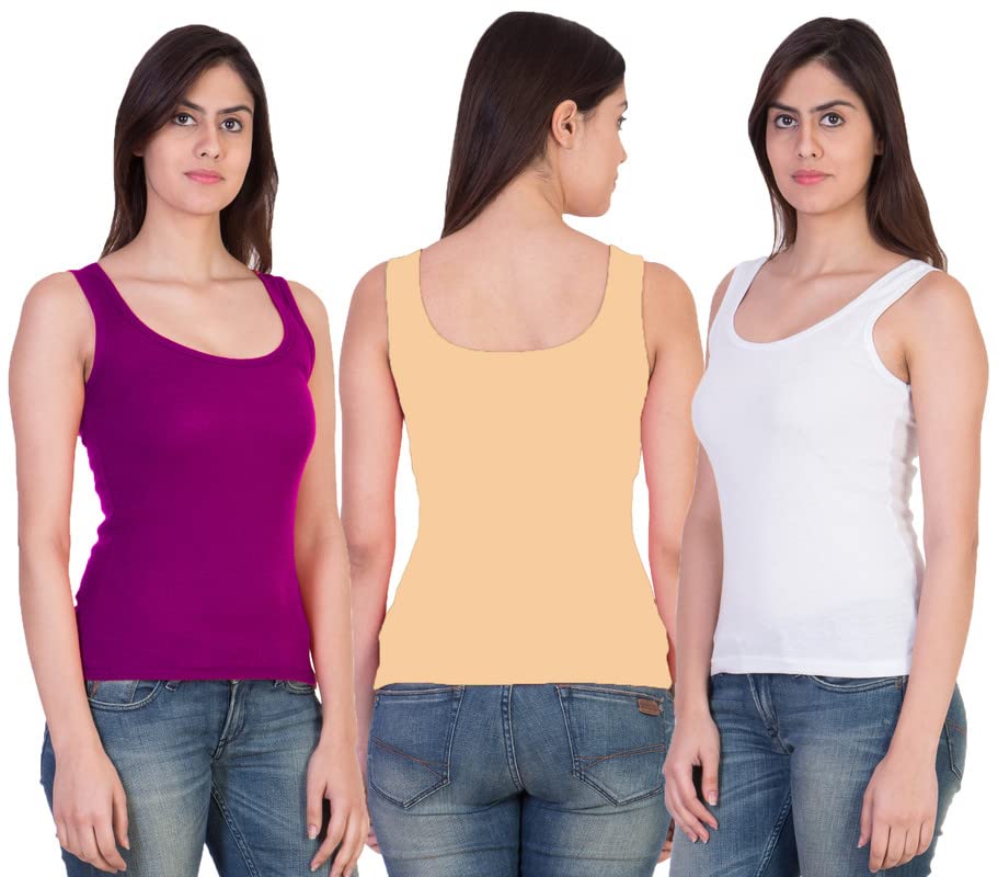 Image of Pack of 3 Premium Tank Top Vest Top Camisole Sando Spaghetti Inner Wear Camis for Women,Girls