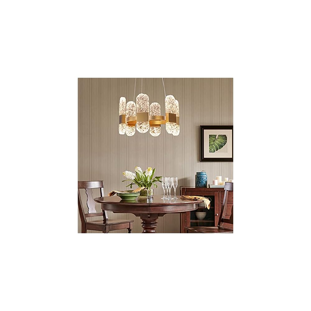 Buy Modern Crystal Chandeliers,18" Elegant Gold LED Chandelier, Height