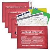 5 Pack Waterproof Vehicle Accident Report Kit in Vinyl Pouch 6.9 * 9.3inch Car Accident Kit Driver's Vehicle Inspection Report Helps Drivers Collect Organize and Report Vehicle Accident Information