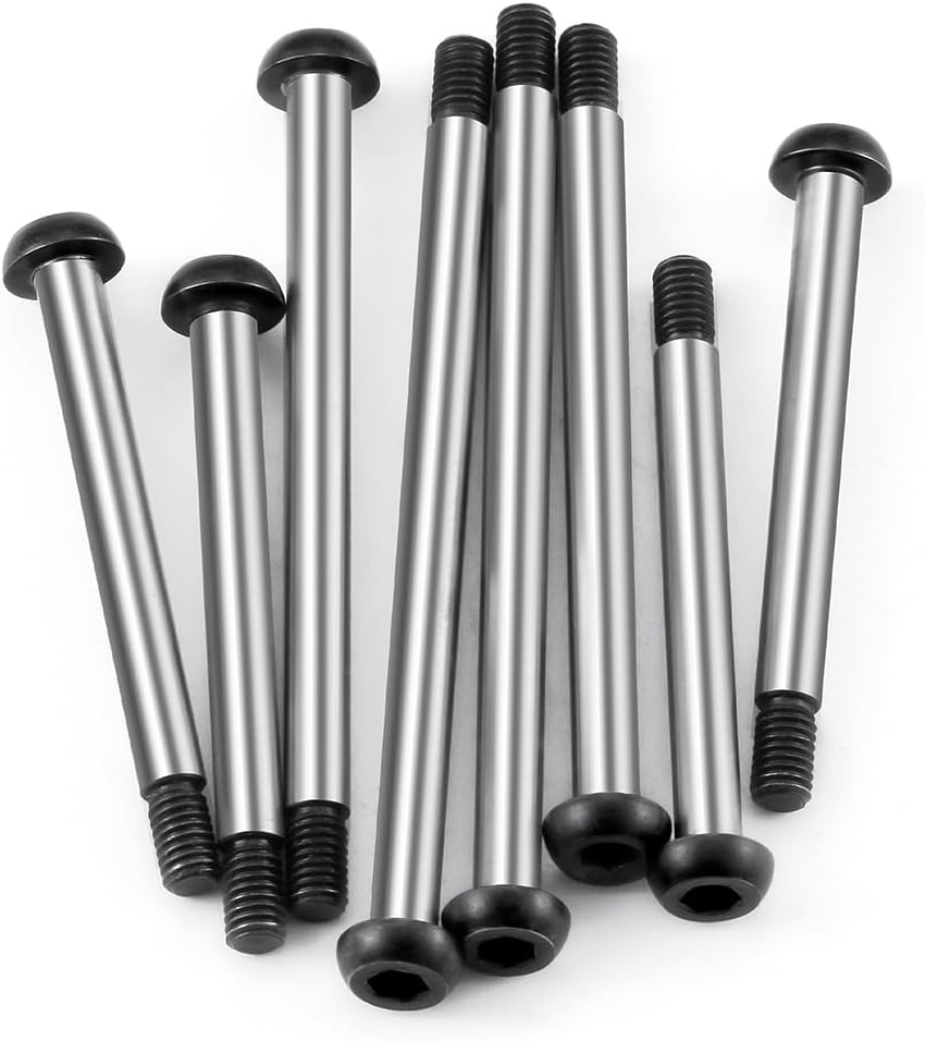 MORLORDY RC Car Lock-nut Style Hinge Pins Set for 1/10 Traxxas Bandit XL-5 RC Offroad Truck Upgrade Parts, Polished Steel