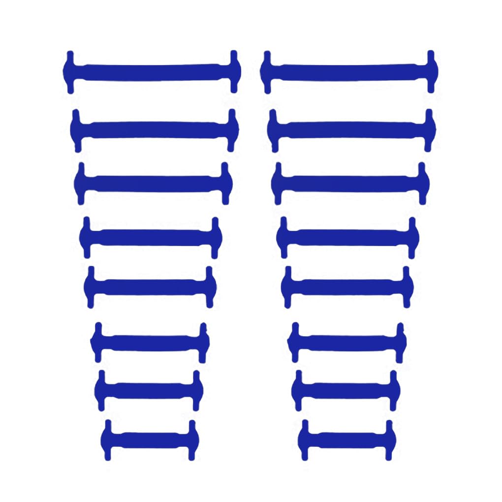 16 pezzi di lacci elastici per calzature, fibbie per fissaggio senza cravatta, Blu
