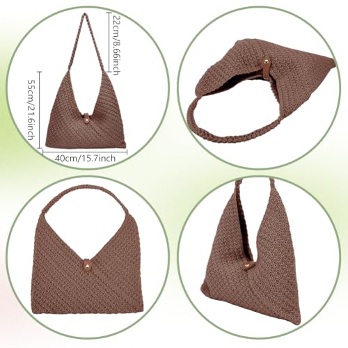 Image of ACRNIGHEET Beach Bag Crochet Kit for Beginners Brown Crochet Bag Making Kit for Women Knitting Supplies Kits DIY Craft Kits for Adults with Video Guide Tutorial Boho Style Gift Ideas