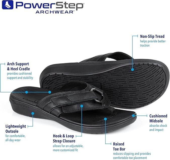 PowerStep ArchWear Orthotic Sandals Women - Orthopedic Flip Flops for Arch Support & Plantar Fasciitis Pain Relief - Built-In Heel Cradle for Added Support3