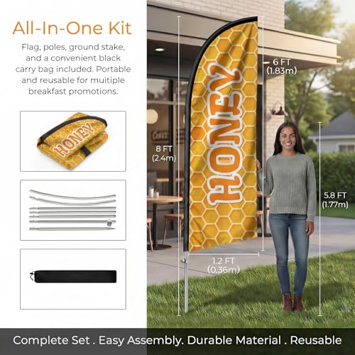 Drapeau en polyester Honey Swooper avec mât de qualité supérieure