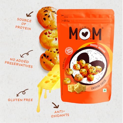 Image of MOM - Meal of the Moment, Roasted Cheddar Cheese Makhana, 52g / 56g | Gluten Free | Anti Oxidants | MSG Free | Zero Trans Fat | No added Preservatives and No Artificial Flavours