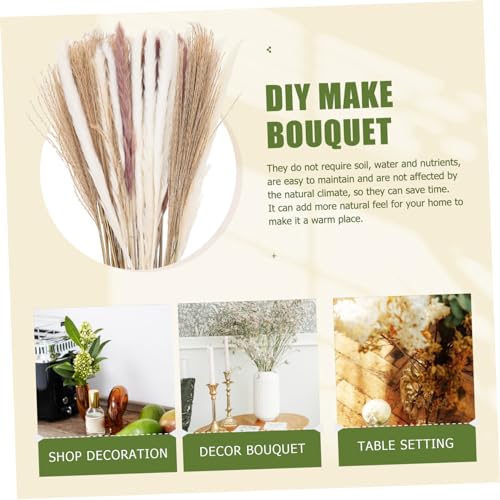 Amosfun 180 Peças Flores De Junco Secas Vaso De Flores De Vidro Cana Eterna Natural Decoração Nórdic