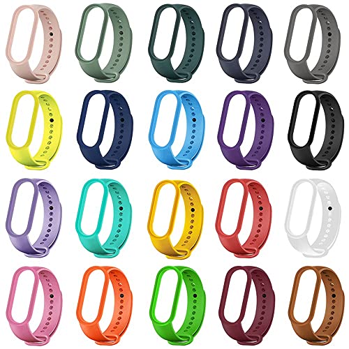 Yishark Correas de Repuesto para Xiaomi Mi Band 6 / Xiaomi Mi Band 5 / Amazfit Band 5 [20 Piezas] Silicona Pulseras para Xiaomi Mi Band 6 / Xiaomi Mi Band 5 / Amazfit Band 5 Reloj Brazalete