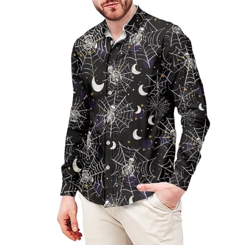 Men's Novelty Button Down Shirts Halloween Long Sleeve Dress Shirts2