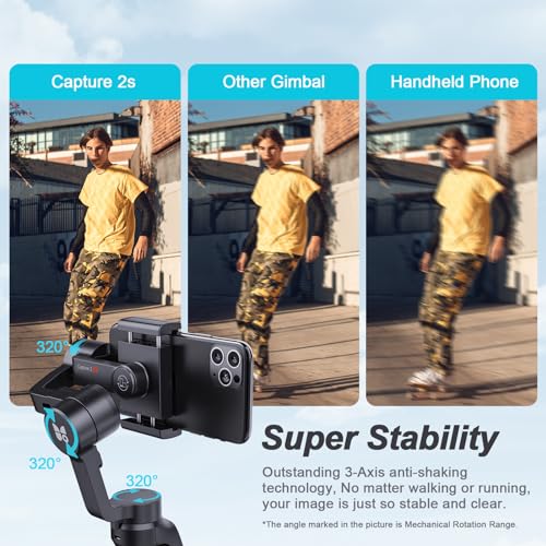Stabilisateur de téléphone portable pour Android Vlog et vidéos de voyage