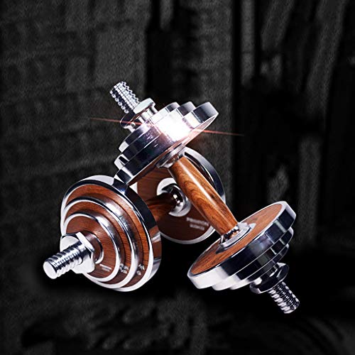 10 Kg Halter (paar) Fitnessapparatuur Voor Thuis Armspiertraining Halter Met Walnotenhouten Handvat Gratis Dumbbell Tray… - Afbeelding 3