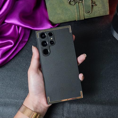 Image of MILLION CASES Back Cover Case for Samsung Galaxy S20 Ultra Shockproof Protective Square Gold Plated Matte Case for Men & Boys(Black)