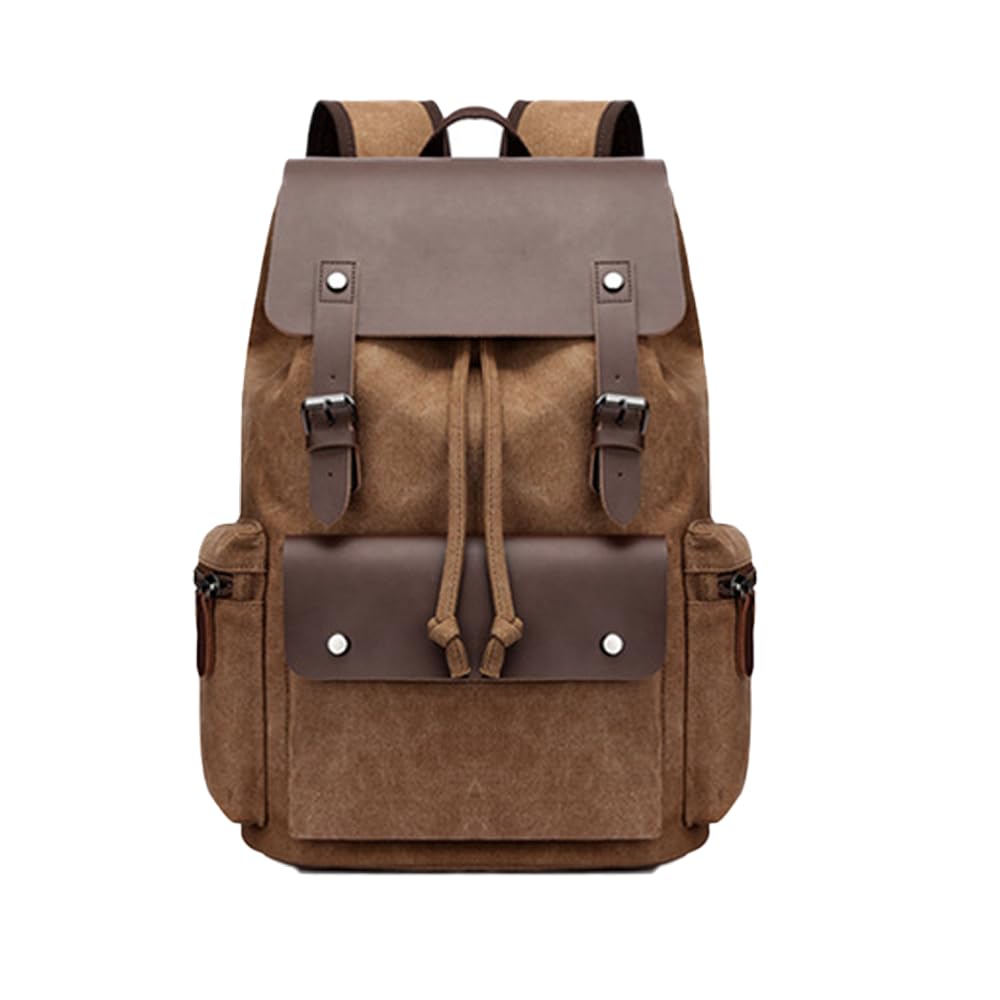 XINYASEE Zaino Canvas Vintage per Laptop,Zainetto Escursionismo Viaggio Borsa Unisex, Retrò Uomo Zaino Università Zainetto 14" Laptop Uomo Borse Viaggio Scuola Campeggio (caffè)