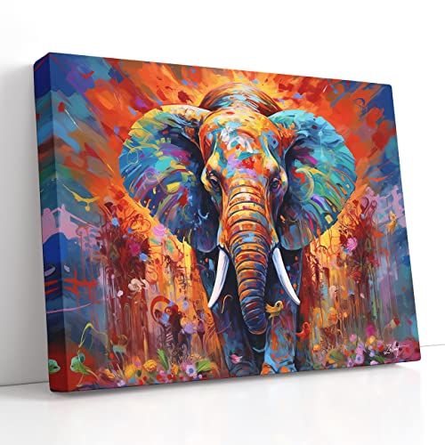 Toile éléphant moderne XL ZELLART 120 x 90 cm au rendu artistique premium