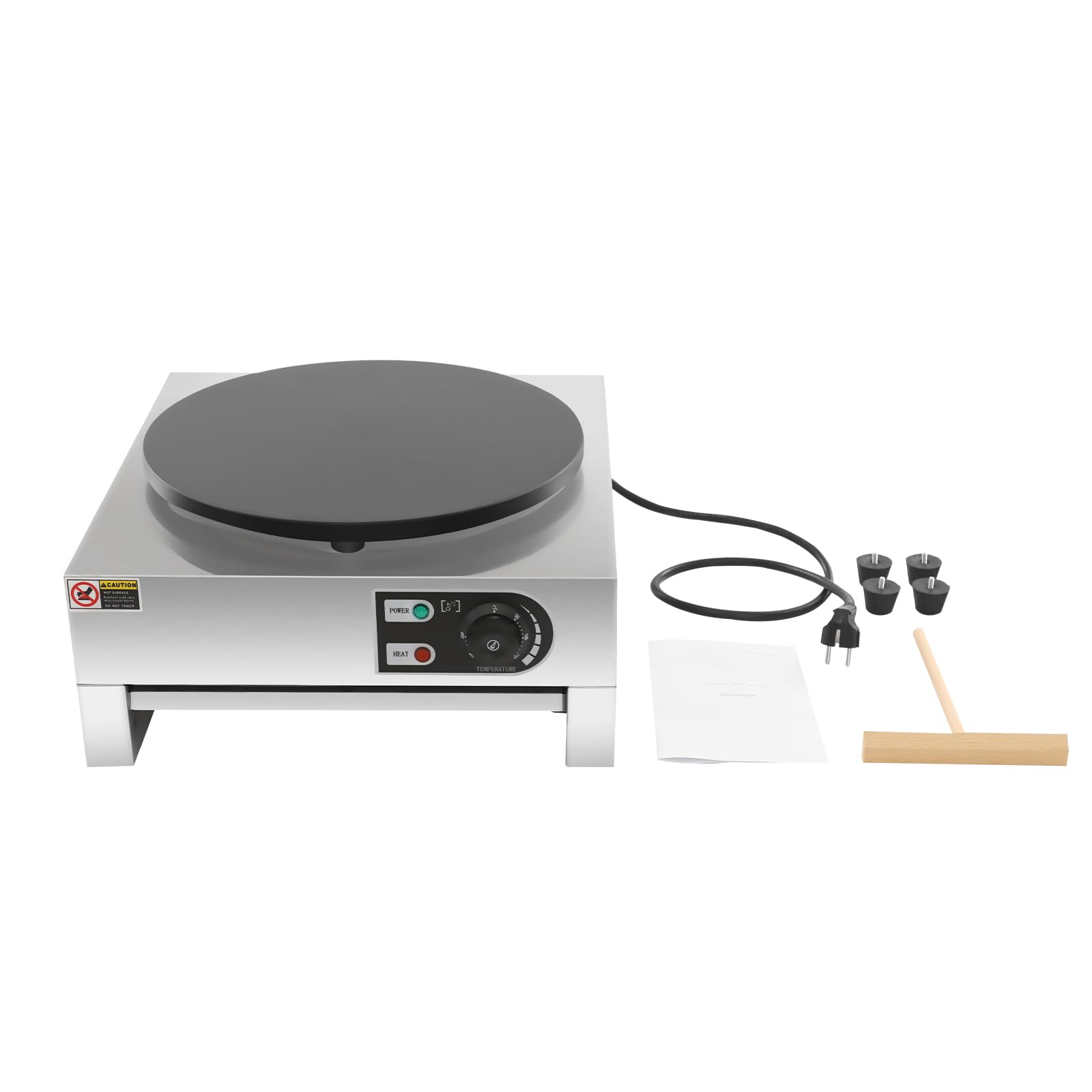 Appareil à crêpes 220V 3000W Crepegerät, Crepesmaker 50-300°C – avec plaque de grill et spatule, appareil professionnel pour crêpes et tortillas (diamètre 40cm) avec revêtement antiadhésif