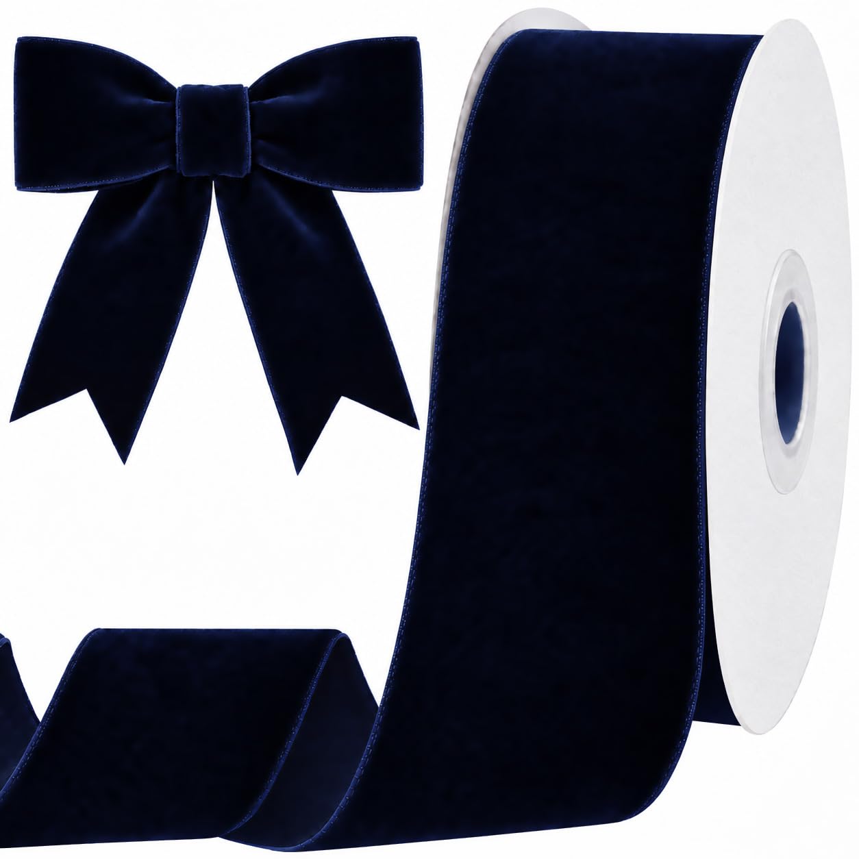 Tsorode 10 Yards Navy Velvet Ribbon for Christmas Tree, 2 Inch
