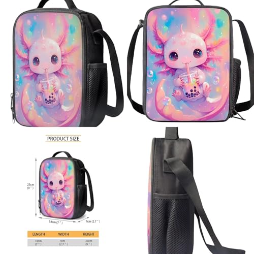 Cozeyat Milk Axolotl Kids Backpack for Girls Elementary Kindergarten Preschool School Bag 4-in-1 Lightweight Schoolbag Teen Bookbag with Lunch Box3