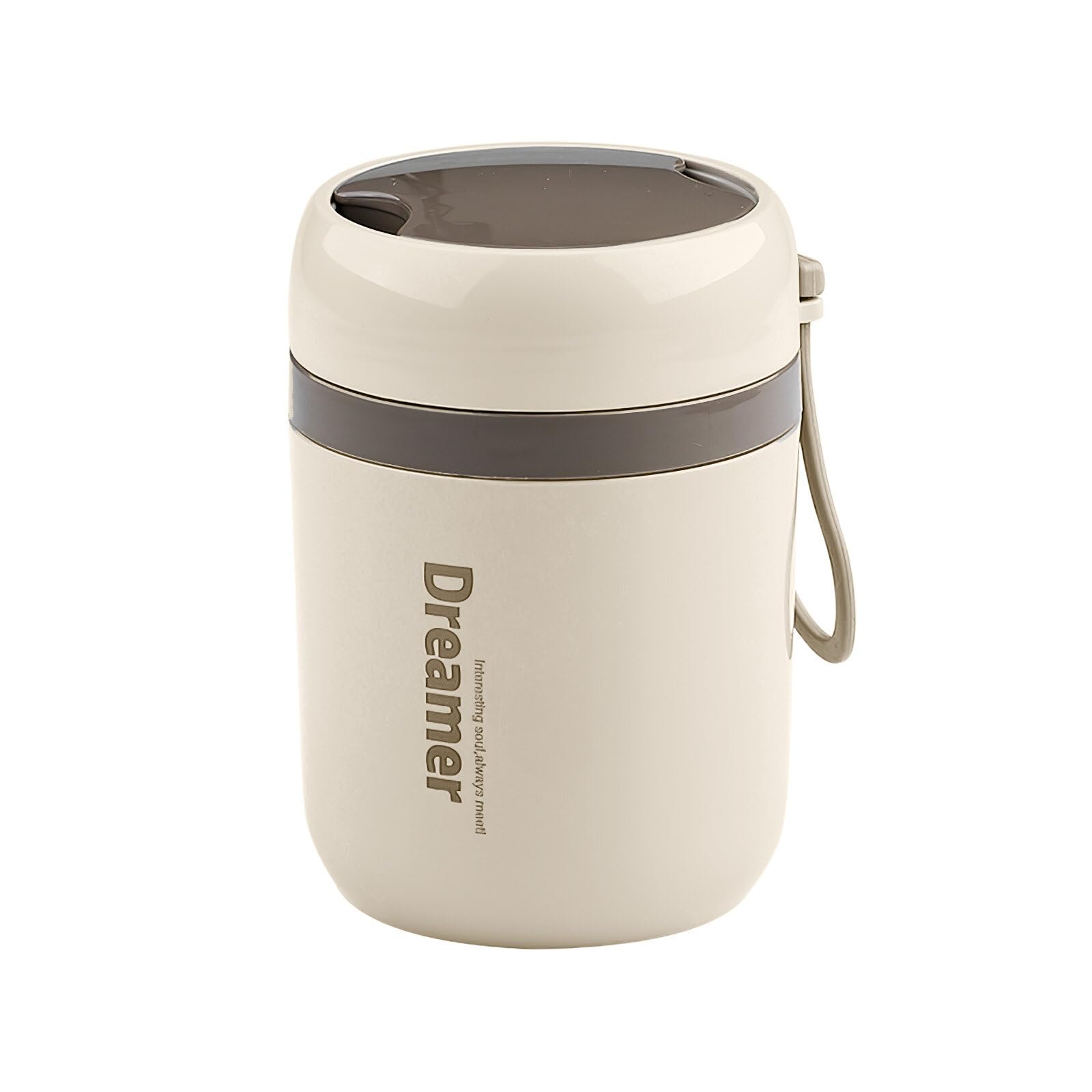 Kinberry Breakfast Pots with Lids 500 ml Lunch Pot Cereal Cup to Go Double Walled Insulated Leak-Proof Soup Cups with Folding Spoon for Yoghurt Porridge Coffee, Microwave and Dishwasher Safe