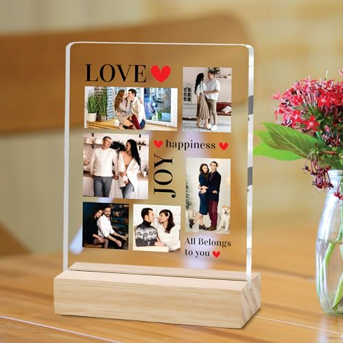 Image of Giftplease Customized Photo Frame with Wooden Stand | Transparent | Personalized Couple Picture Frame Gift for Girlfriend, Boyfriend, Husband, Wife |Anniversary, Wedding, Valentine s Day C 13