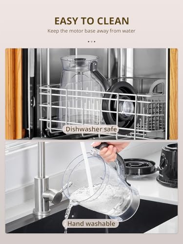 Standmixer 500W, 1,5 L Mixer mit 2 Geschwindigkeitsstufen & Pulsfunktion, Edelstahlmesser, abnehmbarer Deckel mit Messbecher, spülmaschinengeeigneter Mixbecher für Smoothies & Shakes – Bild 5