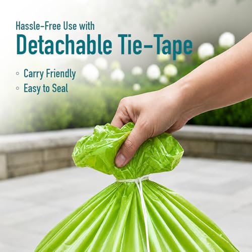 Image of Amazon Brand - Presto! Premium Perfume Garbage Bags on Roll with Tie String | Small | 17x20 Inch | 120 Count | 30 X 4 Packs | Green