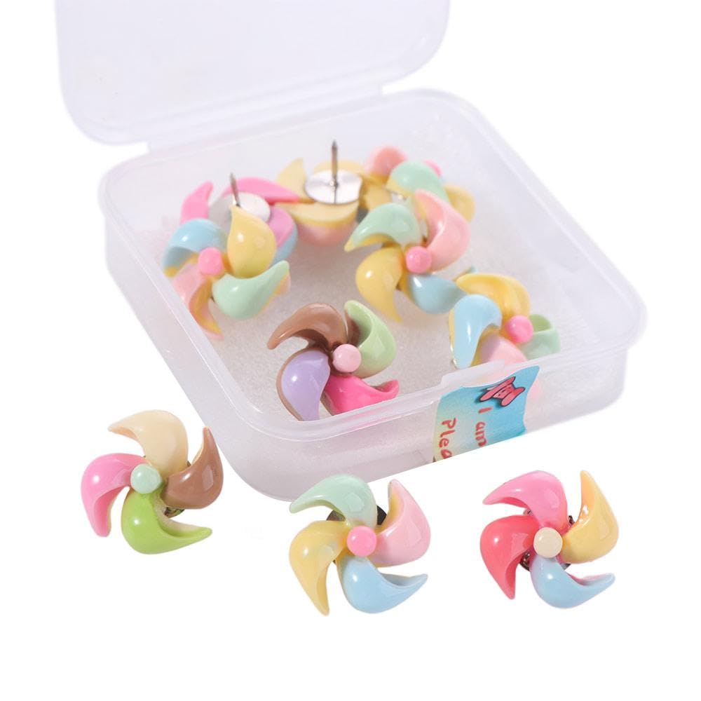Alfileres decorativos de molinillo para corcho, chinchetas de flores de colores, 10 uds