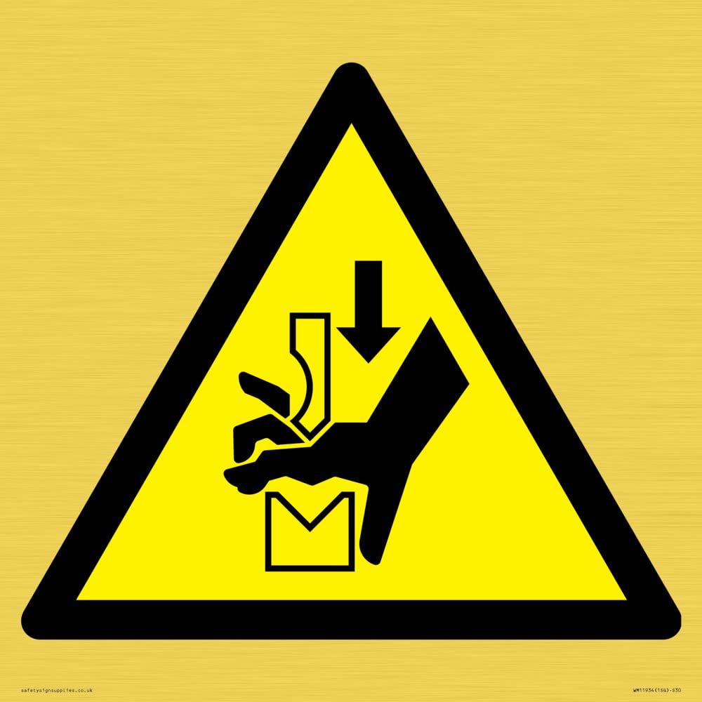 W030 Warning: Hand crushing between press brake tool Sign - 300x300mm - S30