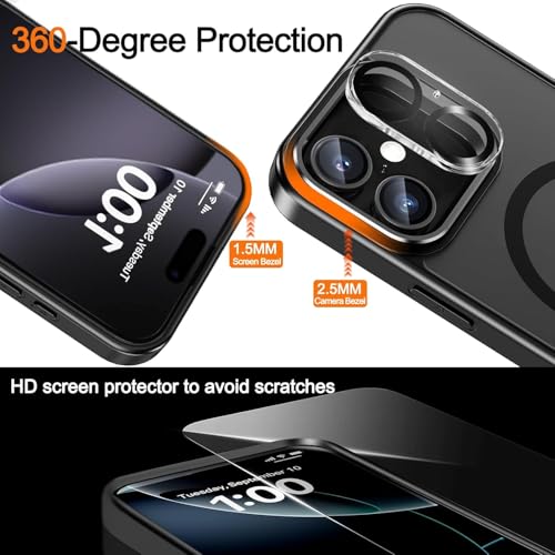 Image of MagPro case with Stand for Apple iPhone 17 | Magnetic Compatible Protective Cover with Strong Magnetic, Shockproof Armor, Scratch Resistant Polycarbonate Hard Back | Translucent Matte Black
