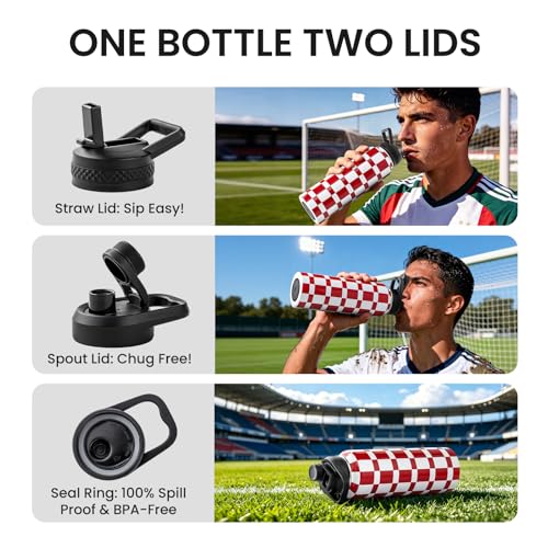 Image of RAYMYLO 2026 Soccer Biggest Event Edition Insulated Water Bottle 40 oz, Nation Flag Design, Best Souvenir & Gift for World Soccer Lover, Vacuum Stainless Steel (Cold for 36Hrs), Leak Proof & Non-BPA