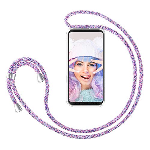 ZhinkArts Cadena para Teléfono Móvil Compatible con Samsung Galaxy S8 - Funda con Collar de Cordón para Smartphone - Carcasa con Correa para Celular para Llevar - Unicornio