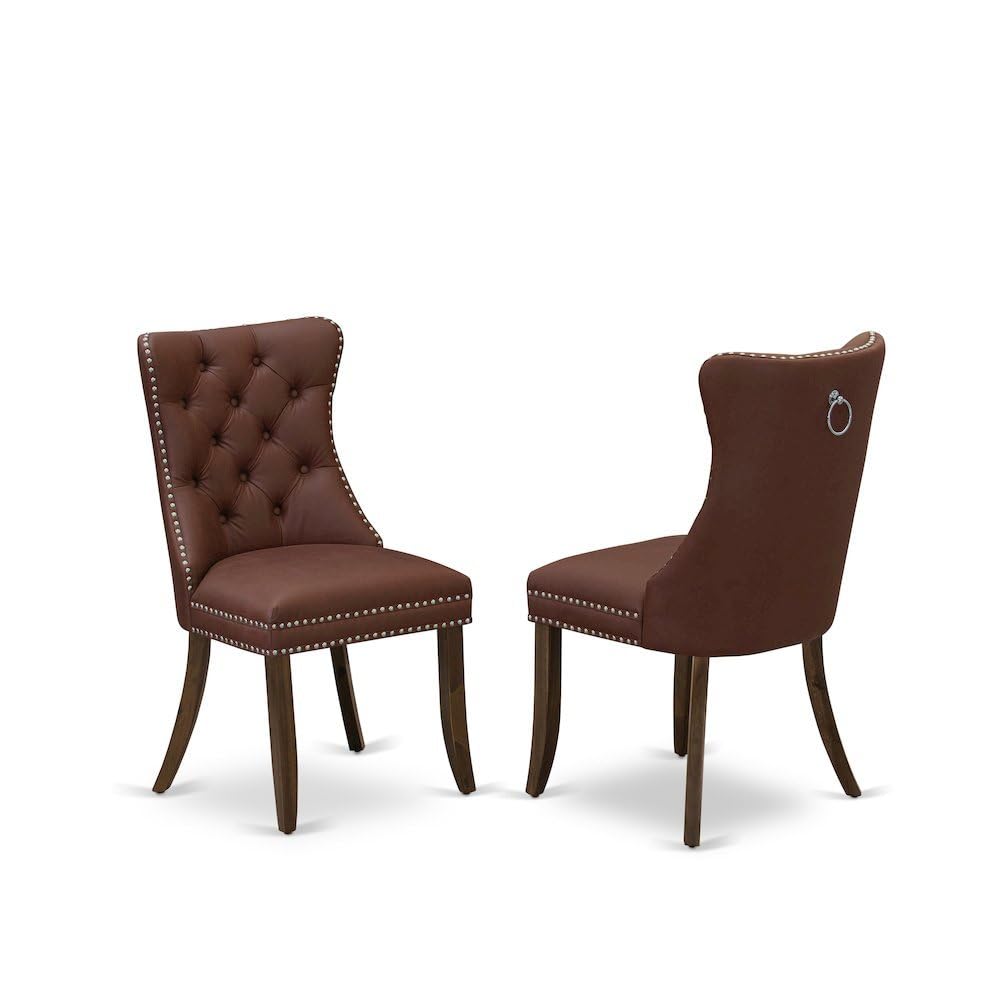 Fabric-Upholstered Parsons Dining Chair with Wood Legs by Furnifact – Wood, Burgundy, Pack of 2