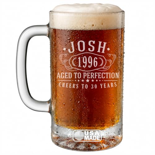 Custom Vintage 30th Etched Beer Mug