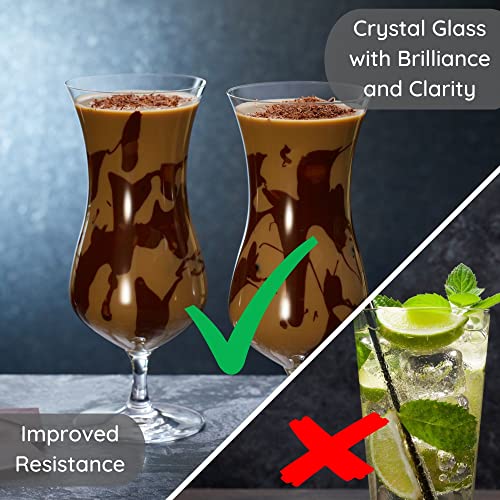 Muldale Crystal Hurricane Glasses Cocktail Set Of 2, 18Oz - Pina Colada Glasses Set Of 2 - Footed Poco Grande Glass - Premium Crystal Made In Europe - Gift Boxed #TOP2