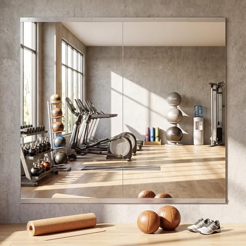 Yezi Home Gym Wall Mirror 120x60cm 2 PCS Large Full Body Mirror for Yoga Large Wall Mirror Full Length Gym Mirrors for Fitness Garage Dance Studio