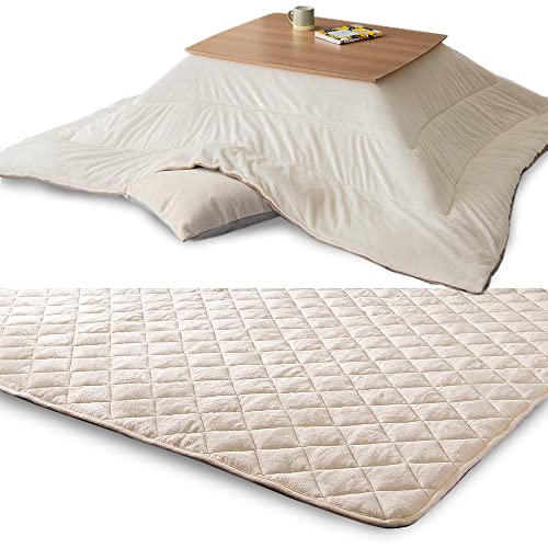 【掛け敷きセット】アイリスオーヤマ こたつ布団 正方形 190×190cm ベロア グレージュ アイボリー +敷布団 アイボリー