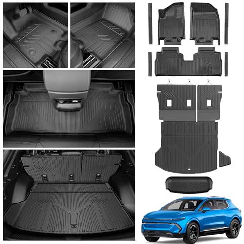 LUMWAY Floor Mats for 2026 2025 2024 Chevy Equinox EV (Non Fuel) Trunk Mat with Backrest Mat and Storage Mats Door Sill Protectors All Weather Cargo Liner Back Seat Cover for Equinox EV Accessories