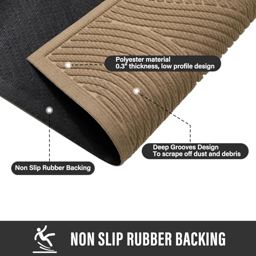 Sturdy Front Door Mat, Absorbent Muddy Dirt Resist Welcome Door Mats Outdoor Indoor, Stain and Fade Resistant, Non-Slip Backing Entry Mat Low Profile
