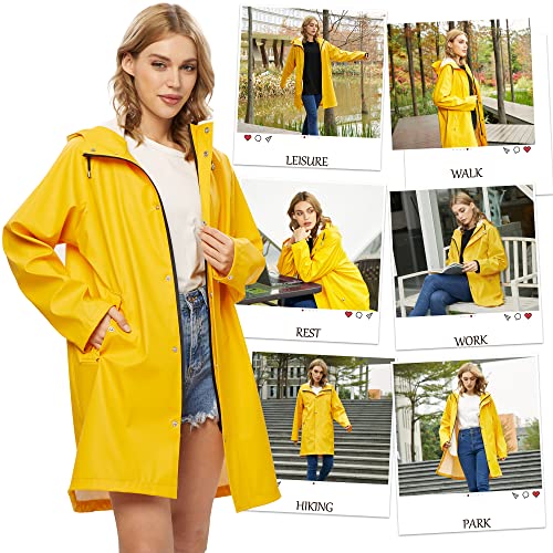 UNIQUEBELLA Upgrade Damen Regenjacke Wasserdicht Regenmantel Winddicht Wetterfest Übergangsjacke Mit Kapuze Mantel Jacke Outdoor