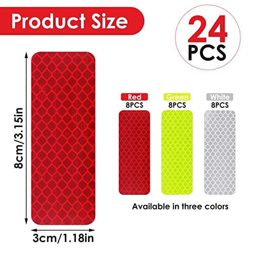 Image of Abeillo 24 Pieces Safety Reflective Stickers, Warning Reflective Stickers Stick-on Car Reflector Sticker Waterproof Reflective Tape Stickers for Vehicle, Bicycles, Motorcycles, 1.18 x 3.25 Inch
