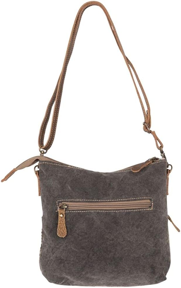 Myra Bag Over Shoulder Purse - Canvas Crossbody Bag with Genuine Leather Detailing, Fabric Satchel for Everyday Use, Travel
