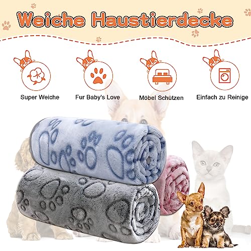 Gorgelly 1 Pack 3 Hundedecke, Weiche Haustierdecke Waschbar, Kuscheldecke Flauschig für Kleine Mittlere Hunde Katzen, Sofaschoner für Hunde, Hundedecke für Unterwegs, 60x50 cm