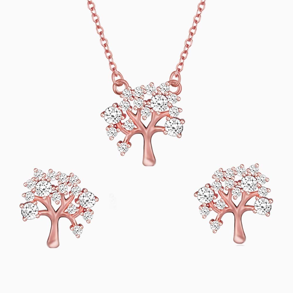 GIVA 925 Silver Rose Gold Tree of Life Set |Gifts for Girlfriend, Gifts for Women and Girls | With Certificate of Authenticity and 925 Stamp | 6 Months Warranty (B0C1H7BZYB) Amazon Price History, Amazon Price Tracker