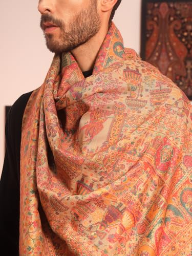 Image of Pashmoda Men Zewar Fine Wool Kaani Shawl, Authentic Kashmiri Luxury Pashmina Style Shawl, Stole, Medium Gents Lohi, Size (40x80 Inches)