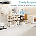 Golener Countertop Organizer Corner Shelf, 2 Tier Adjustable Stackable Corner Shelves for Kitchen, Bathroom, Spice Rack, Coffee Area, Over Sink, Dresser Table, Corner Counter Shelf Stand, Rustic Brown