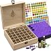 Essential Oil Box - 36 Slots. Fits Tall Roller Bottles. Natural Pine, Wooden Storage Case. Free EO Labels & Foam Pad. Best For 5ml 10ml And 15ml Drams