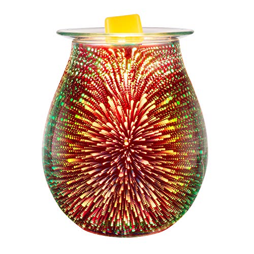 Electric Wax Melter COOSA 3D Starburst Fireworks Glass Candle Warmer Wax Burner Melt Fragrance Warmer Incense Oil Warmer Night Light Aroma Decorative Lamp for Gifts,Decor for Home Office