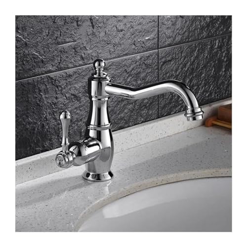 Grifo de lavabo de latón cromado con instalación en cubierta para baños y cocinas