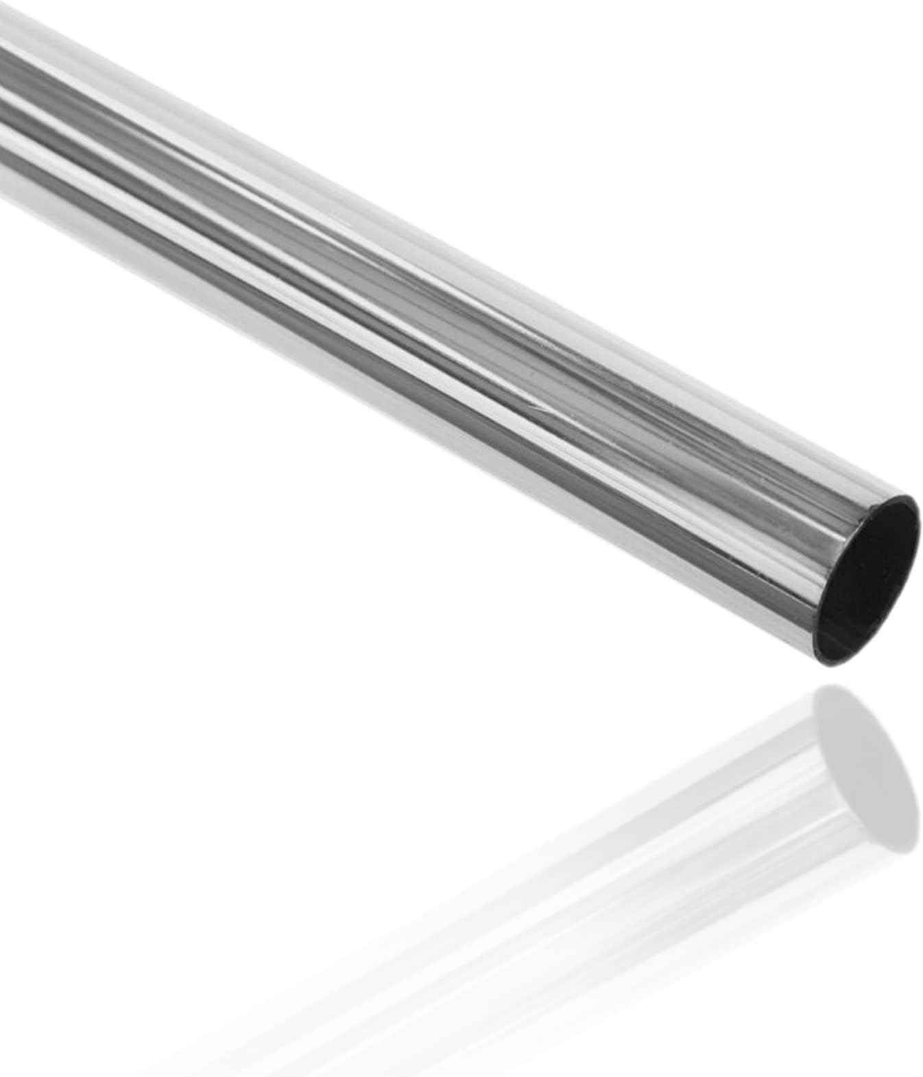 EAI Polished Chrome Tube Pole Wardrobe Rail Round for Clothes Hanging (25 x 2500mm)