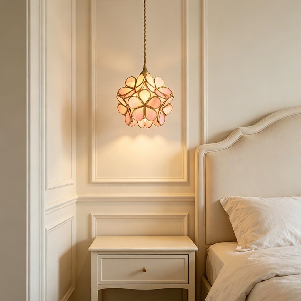 Mały żyrandol wiszący Stylowa lampa wisząca w kształcie kwiatu metalowa z regulacją wysokości szklanym kloszem i oprawką E27 do salonu sypialni kuchni przedpokoju jadalni lub domowego biura