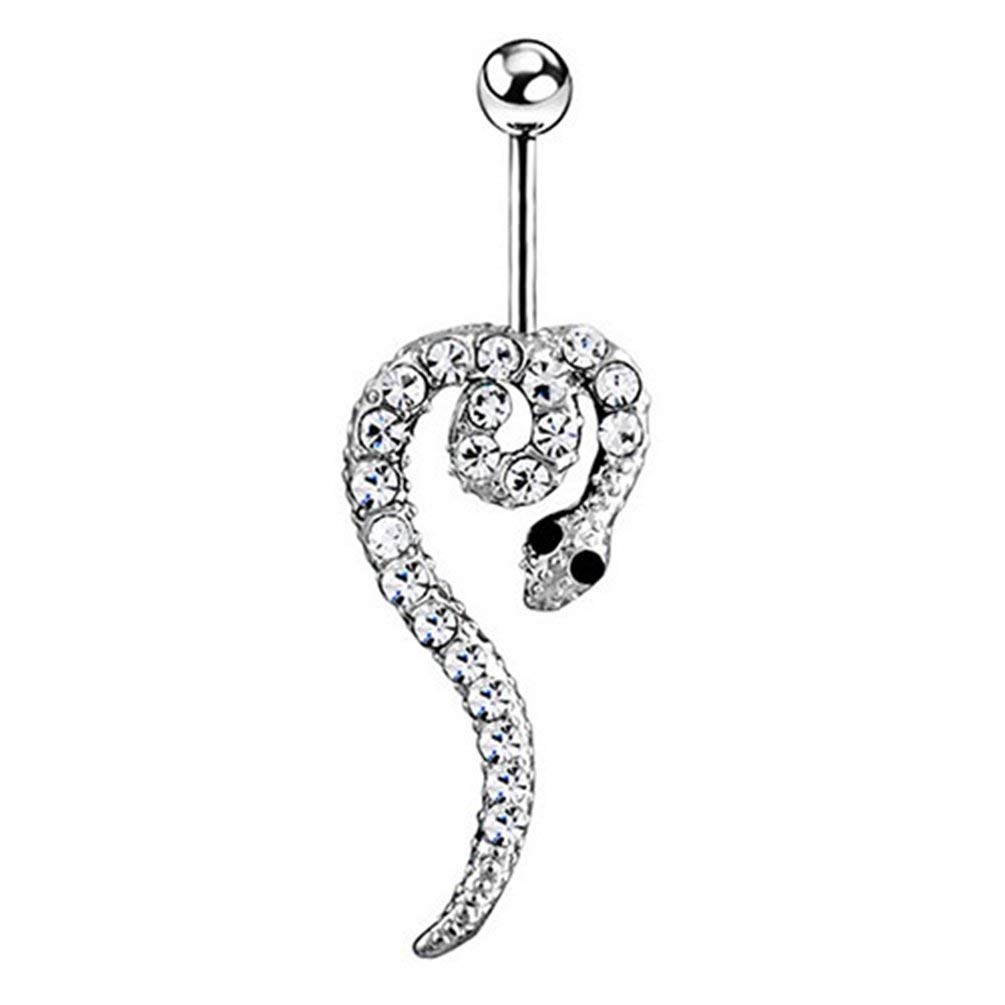 fast-shop Premium Quality Belly Button Jewellery, Crystal Snake Shape Belly Bars Dangle Navel Belly Button Ring