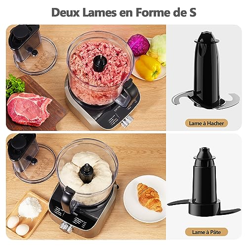 YASHE Robot Cuisine Multifonctions – Blender, Mixeur, Moulin, Presse-Agrumes, Pétrin avec Bol de 2,5L et Blender de 1,5L, 1300W, 3 Vitesses, Fonction Pulse, Verrouillage de Sécurité – Image 6